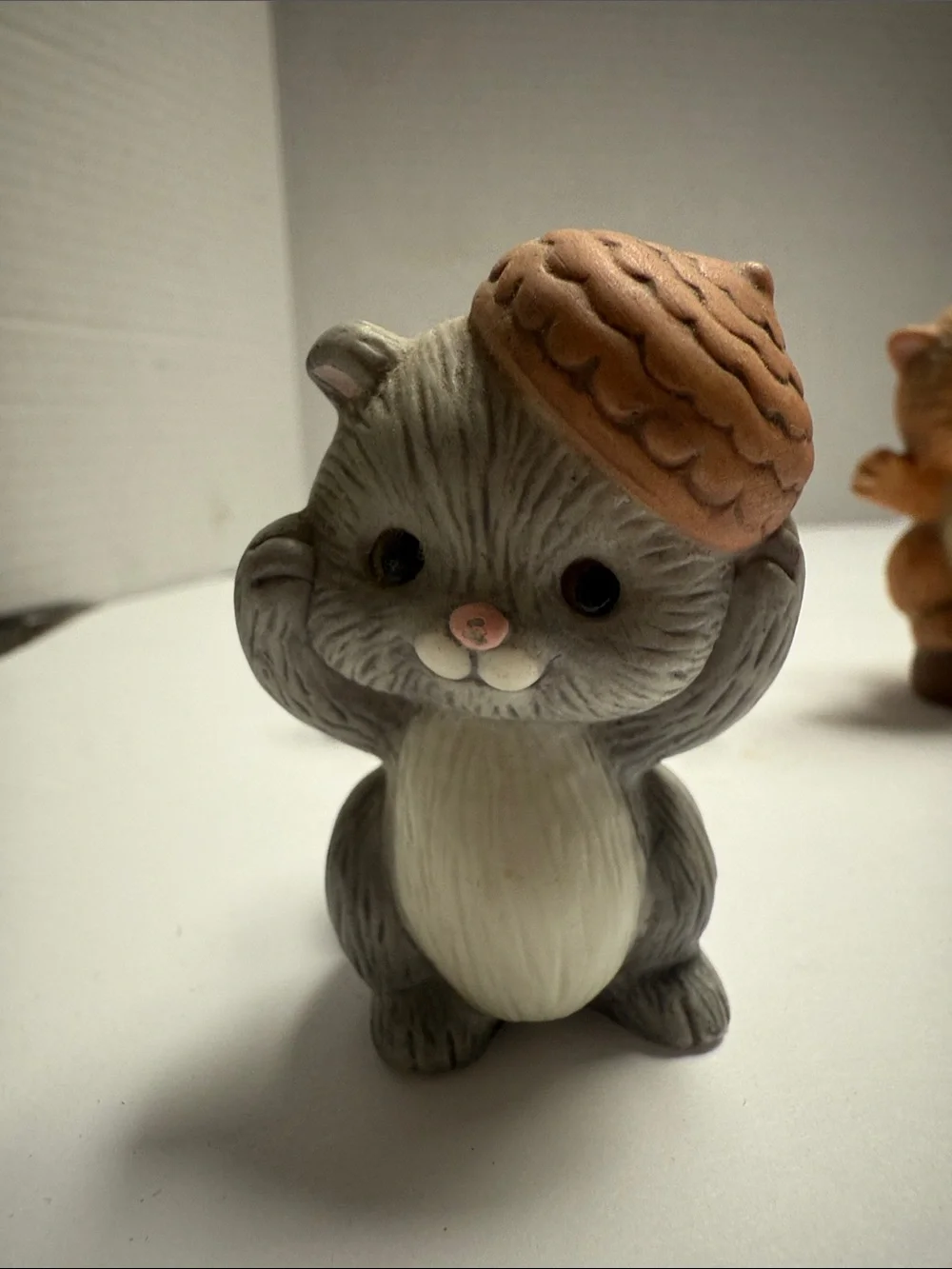 Set of 4 Small Ceramic Cat Figurines in Gray & Brown